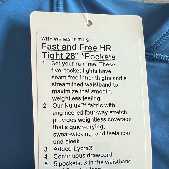 NWT LULULEMON Athletica Fast and Free HR Tight 28”| pool | Sz: 6 - Picture 4 of 4